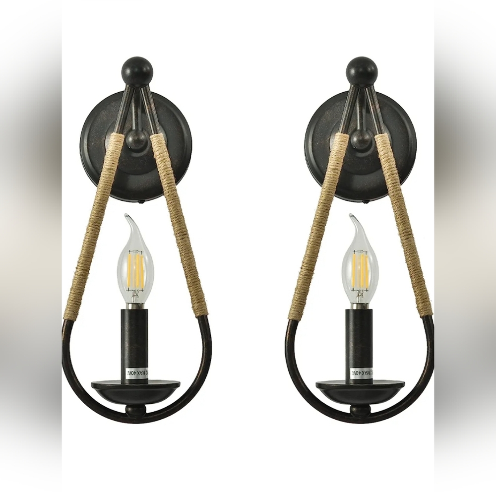 Last Chance to buy Metal Distressed Sand-Blasting Bronze/Brown Hemp Wall Sconces
